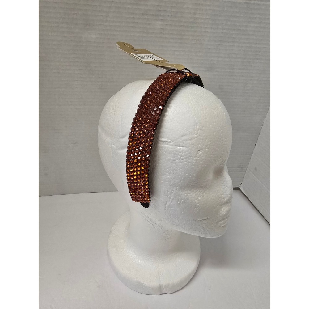 Natasha Accessories Brown Crystal Embellished Headband Amber Bronze NWT